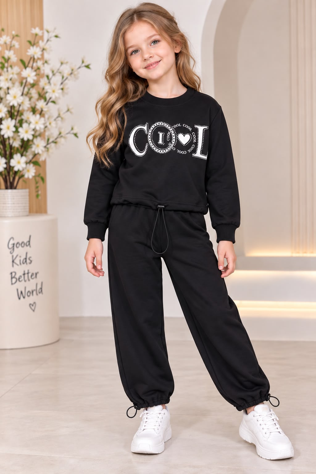 2 iplik cool baskılı kız takım - Meva Çocuk Giyim